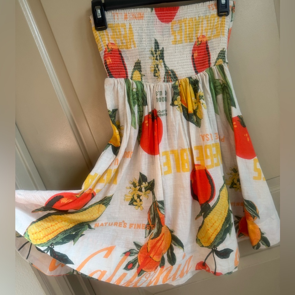 BDG Printed A-Line Smocked strapless printed mini dress - Picture 2 of 6